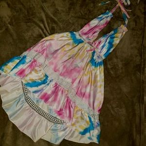 Tie Dye Boho Style Mini Dress